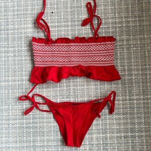 Lisa Marie Fernandez Selena Smocked Red Bikini Size 2